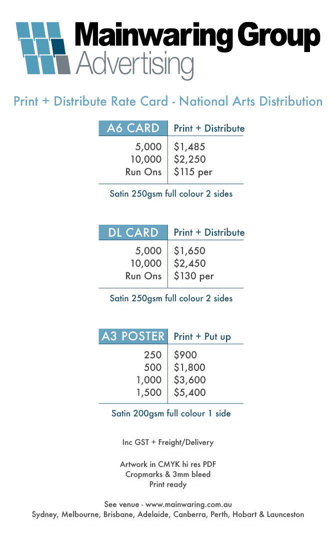 Print and Distribution Rate Card